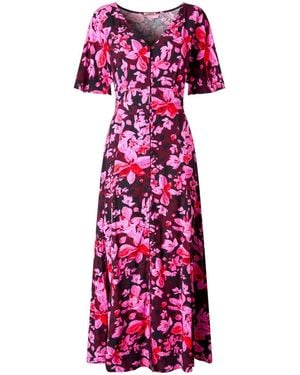 Joe Browns Petite Floral Print Button-Through Maxi Dress - Purple