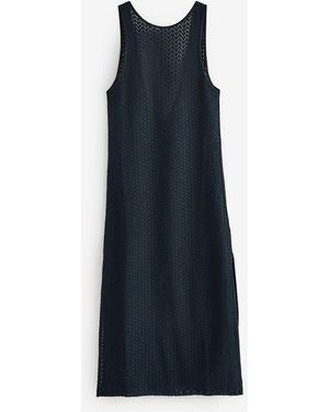 Roxy Playa Mood Crochet Midi Beach 100% Cotton Dress - Blue