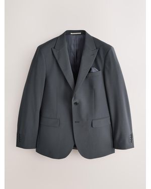 Next Charcoal Slim Fit N. Premium Motionflex Wool Blend Suit Jacket - Blue