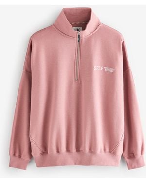 Self Half Zip Sweatshirt - Pink