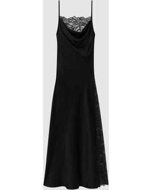 Anna Quan Satin Lace Cowl Neck Maxi Dress - Black