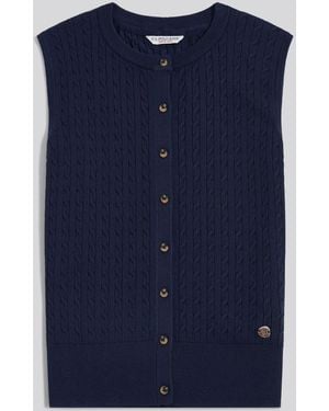 U.S. POLO ASSN. U. S. Polo Assn U. S. Polo Assn Sleeveless Cable Knit Cardigan - Blue