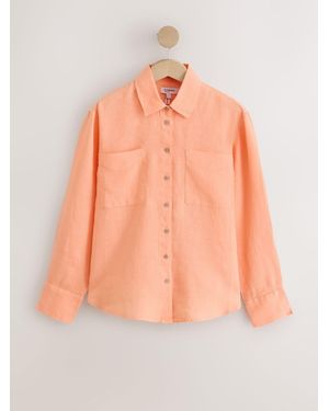 Next 100% Linen N. Premium Long Sleeve Shirt - Orange