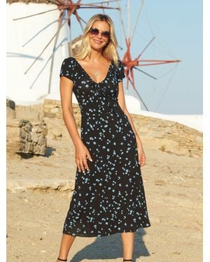 Sosandar Leopard Print Ruched Neck Midi Dress - Metallic