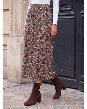 Roman Woodland Print Skirt - Brown
