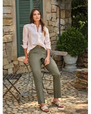 Pure Collection Linen Loose Fit Shirt - Green