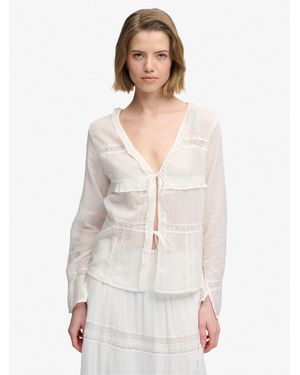 Superdry Long-Sleeved Lace Blouse - White