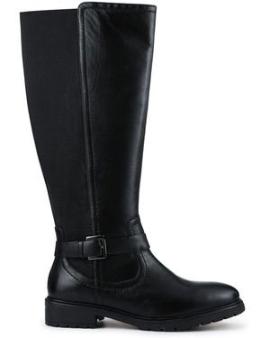 Pavers Leather Elastic-Fit Grippy Long Boots - Black