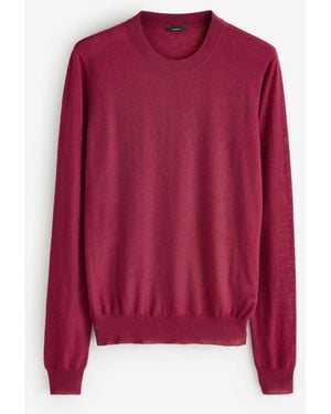JOSEPH Round Neck Long Sleeve Cashmere Sweater - Red