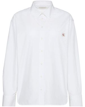 Calvin Klein Jeans Cotton Poplin Relaxed Button Down Shirt - White