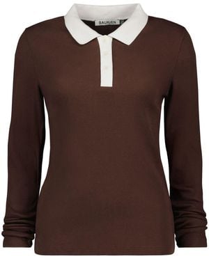 Baukjen Ellison Contrast Collar Rib Polo Shirt - Brown