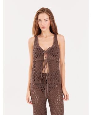 4th & Reckless 4Th & Reckless Tie Front Knitted Top - Brown