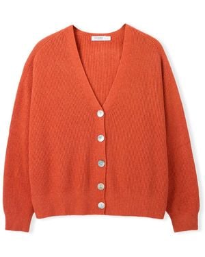 Celtic & Co. Studio Slouchy Ribbed V-Neck Cardigan - Orange