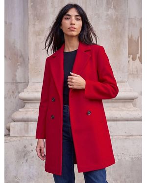 Roman Petite Double Breasted Cuban Collar Coat - Red