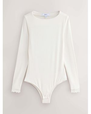 Next Thermal Base Layer Lace Trim Bodysuit - Natural