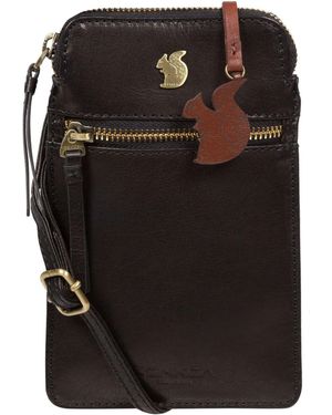Conkca Bambino Leather Cross-Body Phone Bag - Black