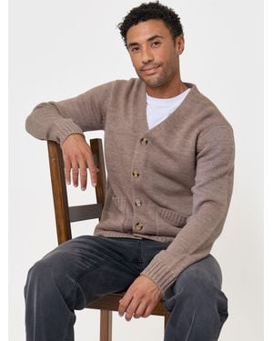 Threadbare Wool Blend V-Neck Cardigan - Natural