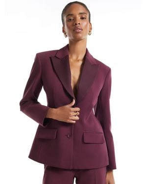 River Island Long Sleeve Tuxedo Detail Blazer - Purple