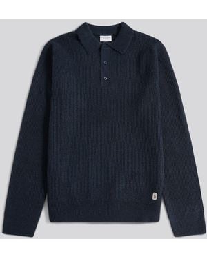 U.S. POLO ASSN. U. S. Polo Assn U. S. Polo Assn. Brushed Knit Long Sleeve Polo Shirt - Blue