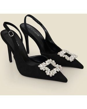 Sosandar Slingback With Rhinestone Detail Heels - Black