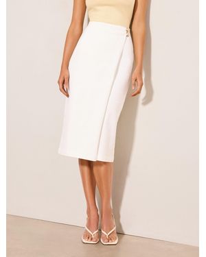 Lipsy Petite Denim Wrap Midi Skirt - White