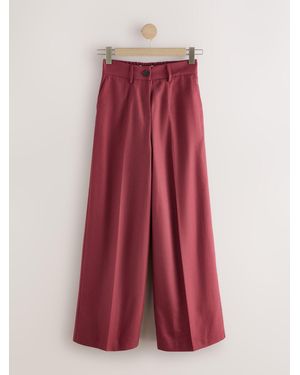 Next Linen Rich Wide Leg Trousers - Red