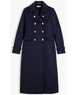 Tommy Hilfiger Manteco Wool Blend Double Breasted Coat - Blue