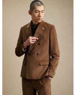 River Island Corduroy Double Breasted Suit Jacket - Brown