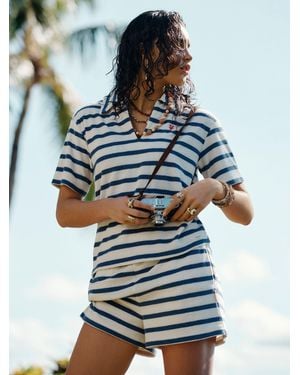 Sea Level Ahoy Striped Lounge Shorts - Blue