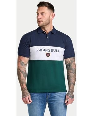 Raging Bull Cut & Sew Panel Pique Polo Shirt - Blue