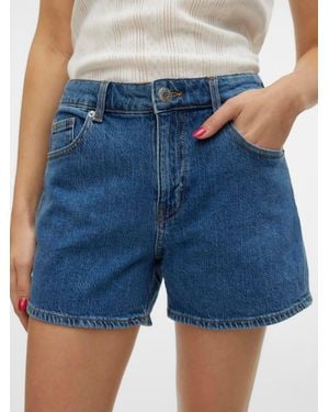 Vero Moda Mid Rise Denim Shorts - Blue