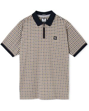 Weekend Offender Mid House Check Merane All Over Check Polo Shirt - Gray