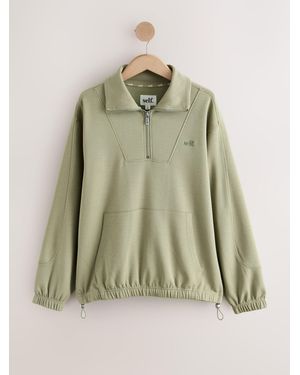 Self Sage Half Zip Viscose Blend Sweatshirt - Green