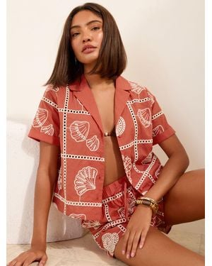 Friends Like These Embroidered Short Sleeve Shirt - Orange