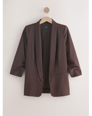 Next Relaxed Ruched Sleeve Blazer - Brown