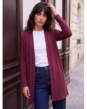 Roman Longline Knit Cardigan - Purple
