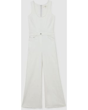 Reiss Wide-Leg Racer-Back Denim Jumpsuit - White