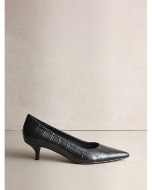 Next Croc Effect N. Premium Leather Kitten Heels - Natural