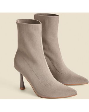 Sosandar Flared Heel Sock Boots - Natural