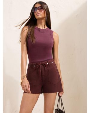 Friends Like These Denim Utility Tie Detail Shorts - Red
