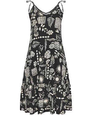 Yours Curve Abstract Tiered Sundress - White