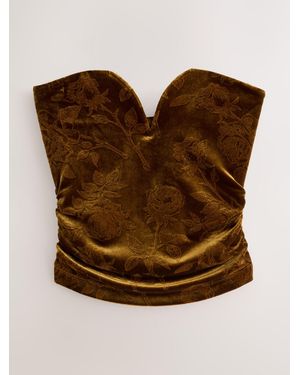 Next Sculpted Velvet Bandeau Top - Brown