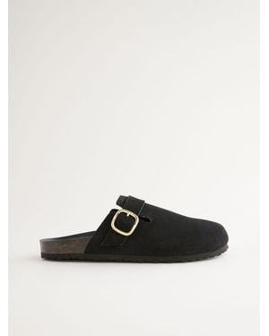Next Clogs Aus Leder Mit Fußbett - Schwarz