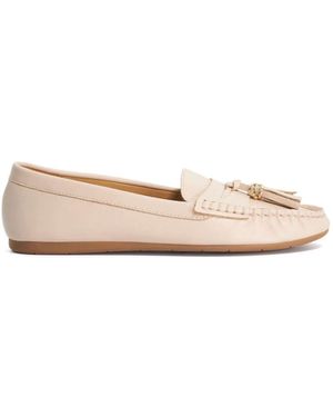 Dune Standard Fit Leather Tassle Detail Soft Loafers - Natural