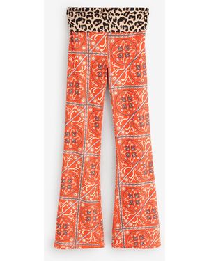 Never Fully Dressed Bandana/Leopard Fold Over Waist Band Flare Leggings - Red