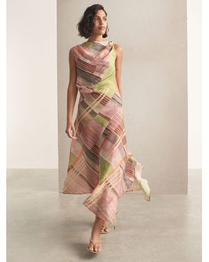 Next Ruched Shoulder Hardware Hanky Hem Midi Dress - Natural