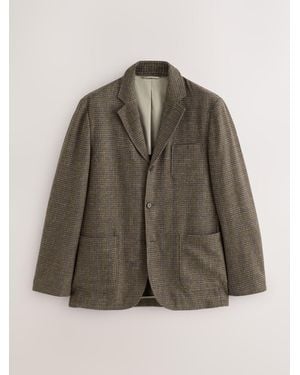 Next Relaxed Fit Textured Check Suit Jacket With Wool - Brown