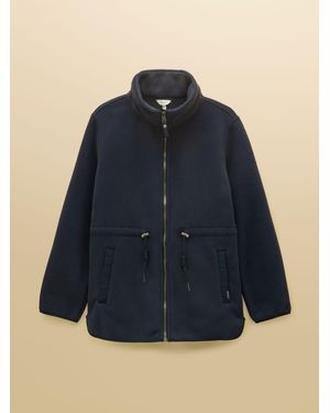 Joules Longline Fleece Funnel Neck Full Zip Fleece Jacket - Blue