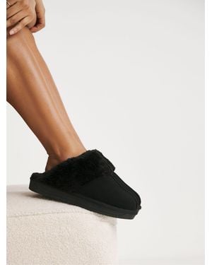 Simply Be Simply Be Extra Wide Fit Faux Fur Mule Slippers - White