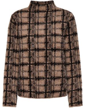 ONLY Heritage Check High Neck Knit Jumper - Brown